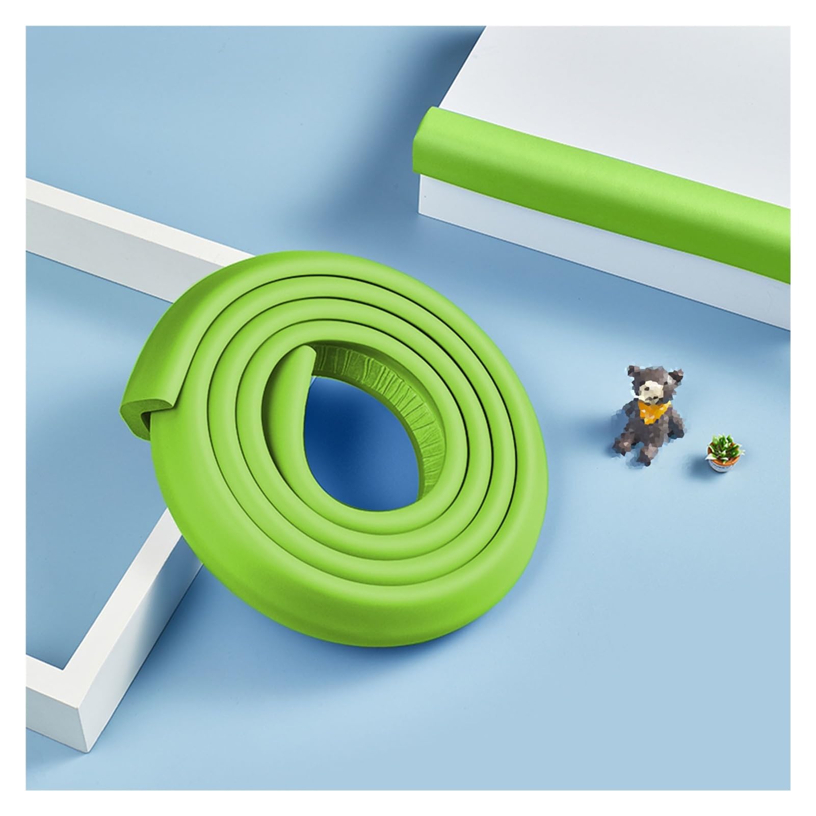 Protecteurs de bord, Bandes de protection adhésives double face pré-collées for table basse et cuisine(Green-a,5pcs)