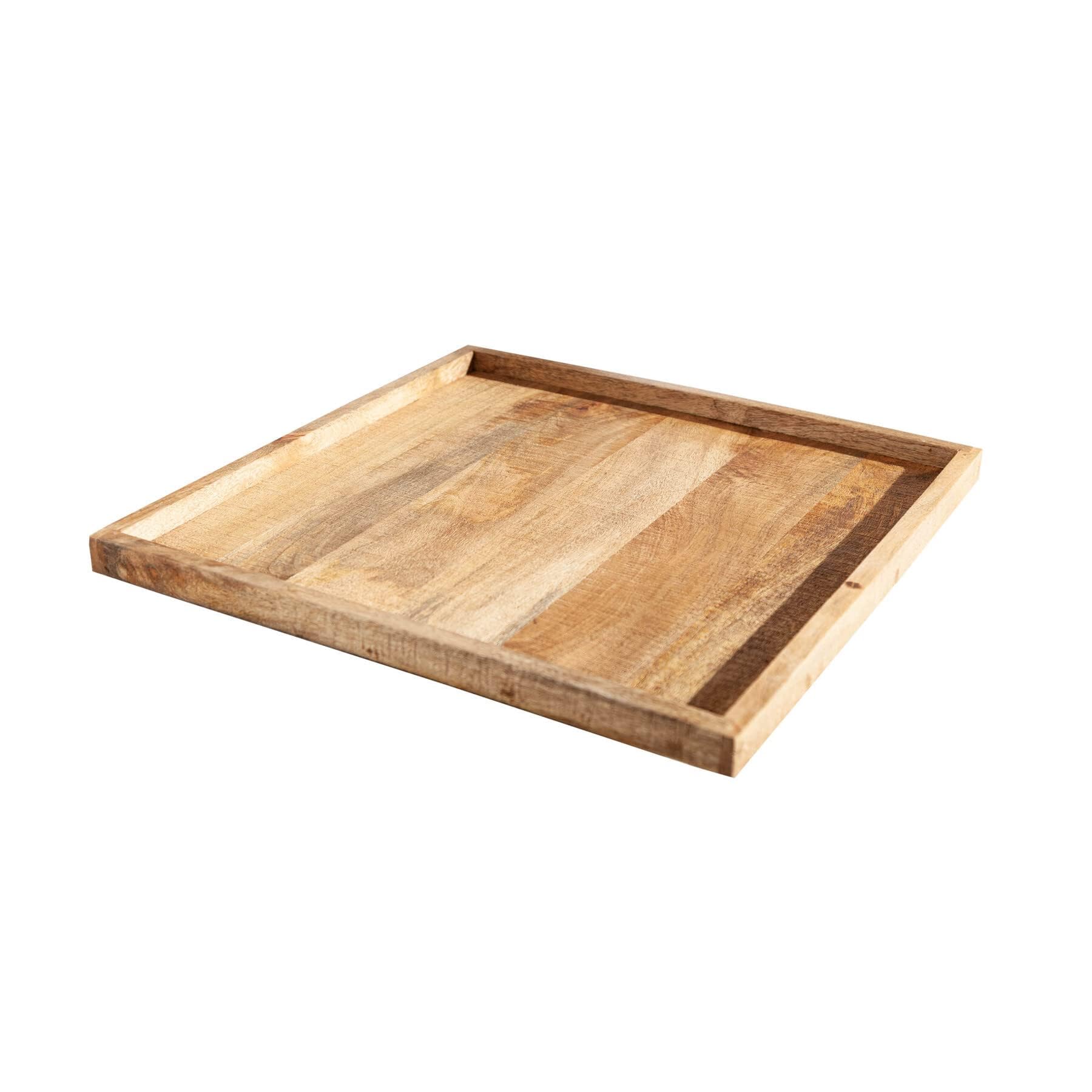 Massives Tablett MAKASSAR – 50 cm Mangoholz, quadratisch