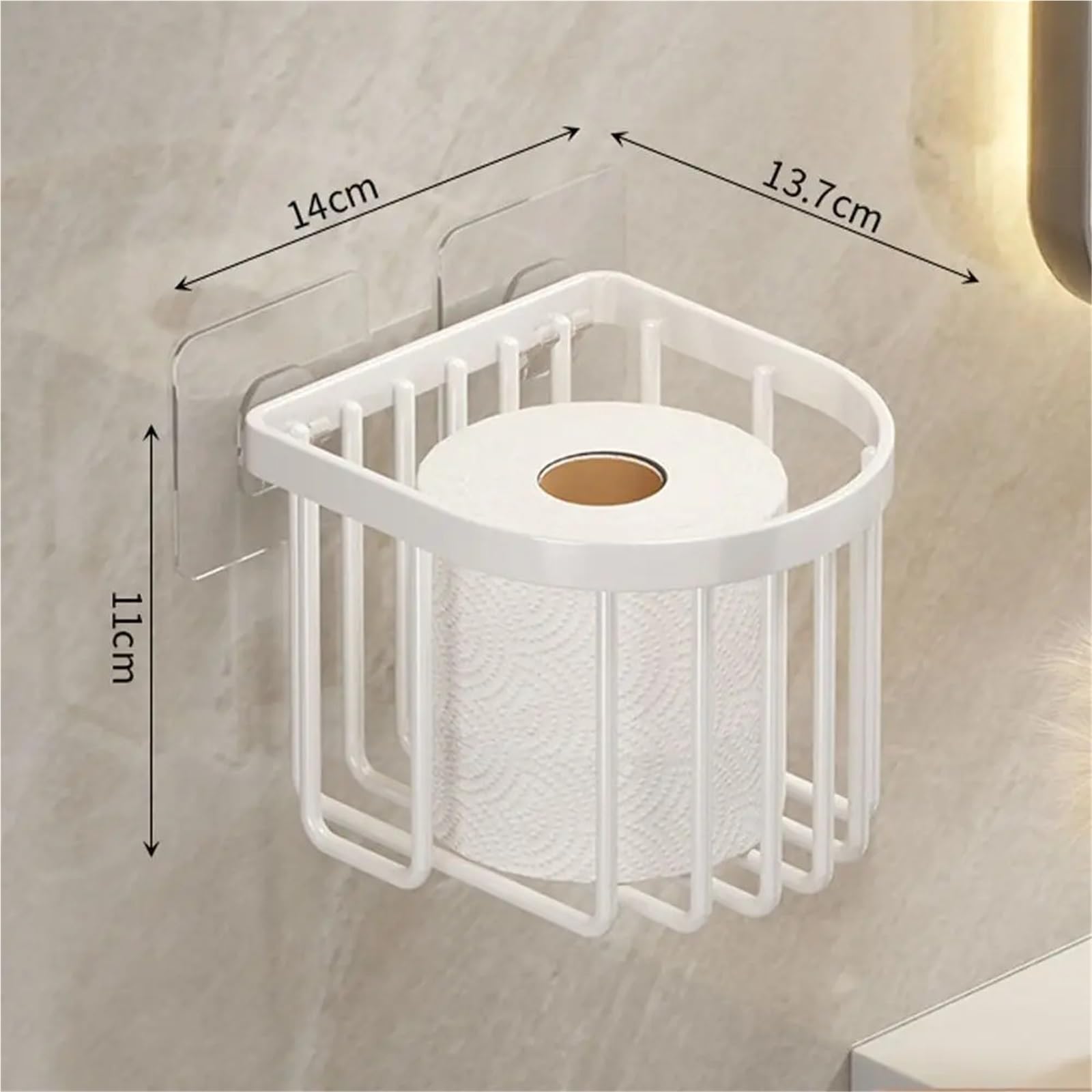 Portarotolo WC adesivo con mensola Porta WC senza punzonatura | Scatola for carta igienica Mensola for bagno Porta shampoo in lega di alluminio Doccia(White)