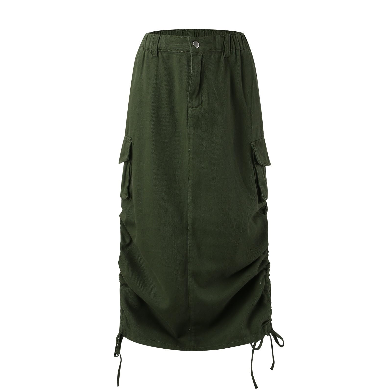 Mini Gonna Donna - Gonne Cargo per Donna Gonna Lunga A Vita Alta Gonna in Denim Midi con Coulisse Regolabile Tinta Unita Cerchio per Gonna