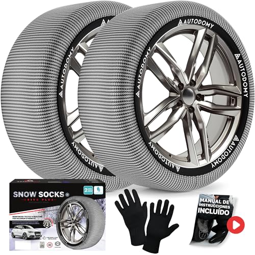 Autodomy Cadenas Textil Nieve Talla L Compatible con Cualquier Neumatico | Fundas Ruedas Nieve No Dañan el Neumático | Cadena Textil Coche Homologadas Rápido de Instalar sin Herramientas
