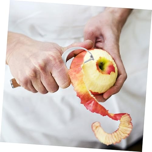 Miniatura 6 de Uonlytech Peeler creativo con mango de madera, pelador de frutas y verduras, fácil de usar para manzanas y productos frescos con diseño compacto