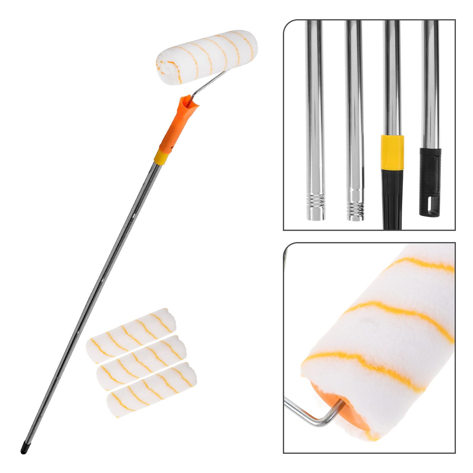 Homoyoyo Rullo per Pittura Acciaio Inox di Rulli per Pitturare Pareti Strumenti per Pittura Murale con Asta Telescopica Riutilizzabile e Facile da Pulire