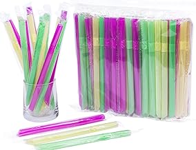 Honest ECO 100 pcs Flexible Bendy Drinking Straws Individually Wrapped ,0.47inch Extra-wide Disposable Plastic Straws, Bubble Boba Milkshake Smoothie Straws