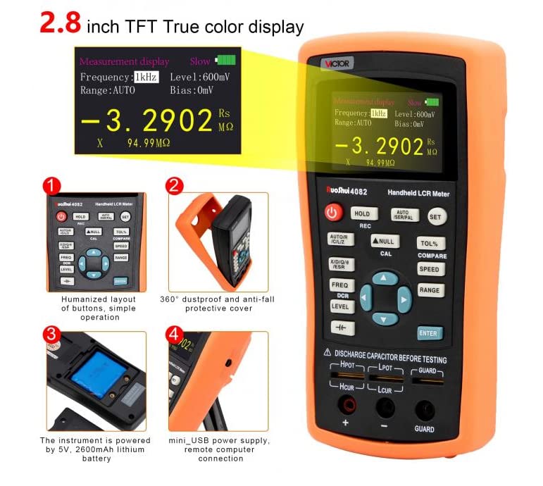 4080 2.8 inches TET LCD Handheld LCR Meter High Precision Multifunction Capacitance Inductance Resistance Meter with USB Tester