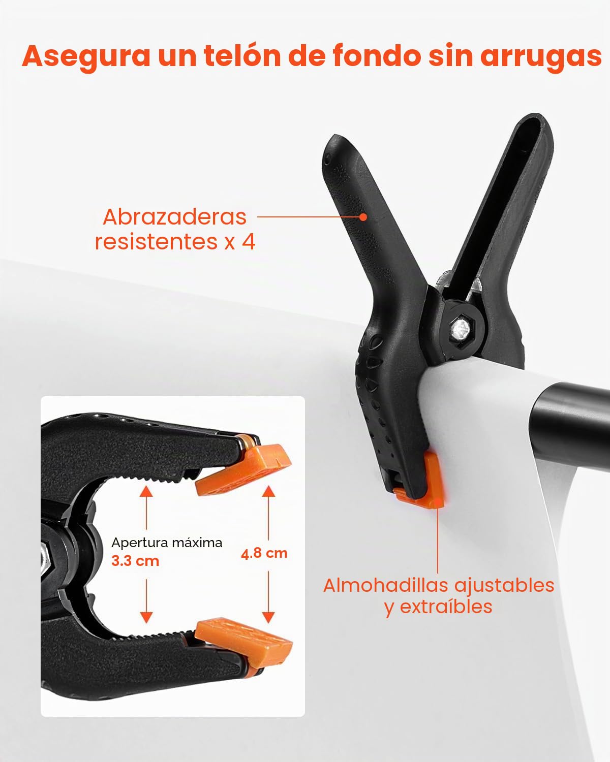 VEVOR Soporte de Fondo Ajustable para Tela de Fondo de hasta 198 x 300 cm, Soporte Portátil de Altura Ajustable de 72-198 cm con 5 Varillas para Fotografía Familiar, Estudio de Fotografía, Negro