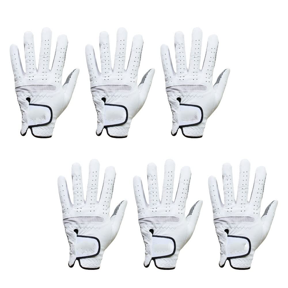 Guanti Golf 6. PCS. Guanti da golf uomo Morbido traspirante in vera pelle in antiscivolo Drop-resist Drop