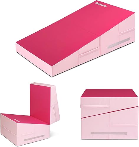 Miniatura 7 de Matladin - Tapete plegable de gimnasia con forma de cuña de queso, para gimnasio, fitness, para hacer ejercicio de entrenamiento en casa para niños