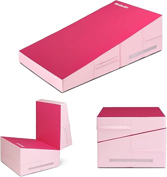 Matladin Incline Gymnastics Cheese Wedge Mat, 48"x24"x14" - Folding Gymnastics Mat for Kids Girls Home Training