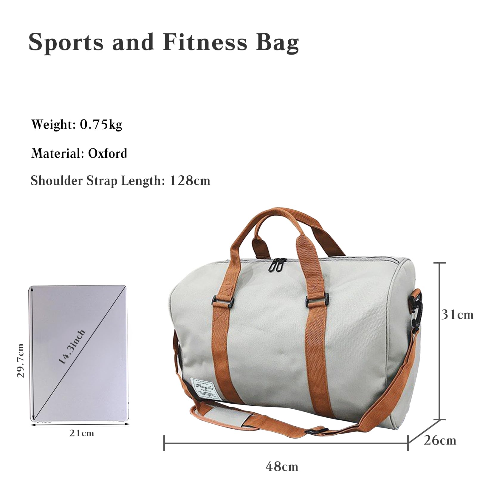 CORIOS Borsone da Viaggio Uomo/Donna Borsa Sportiva con Scomparto Scarpe Grande Capacità Borsone Palestra Weekender/Pernottamento Bagaglio a Mano per Sport Viaggi Palestra Grigio