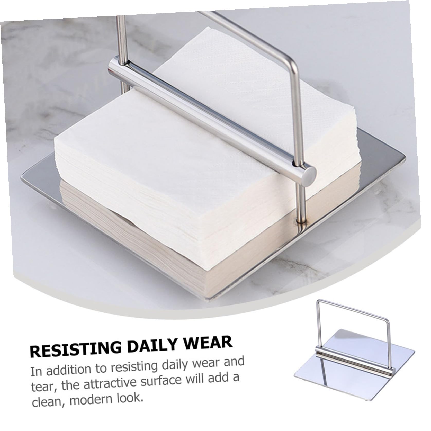 Portatovaglioli Design Moderno da Tavolo in Acciaio Inossidabile Argento e Superficie Attraente Resistente All'usura Quotidiana per Cucina e Altri Ambienti