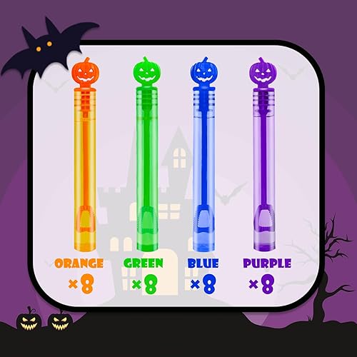 Miniatura 4 de Golosinas de Halloween sin dulces para niños, paquete de 32, mini varitas de burbujas para niños pequeños, suministros de fiesta de Halloween, cesta