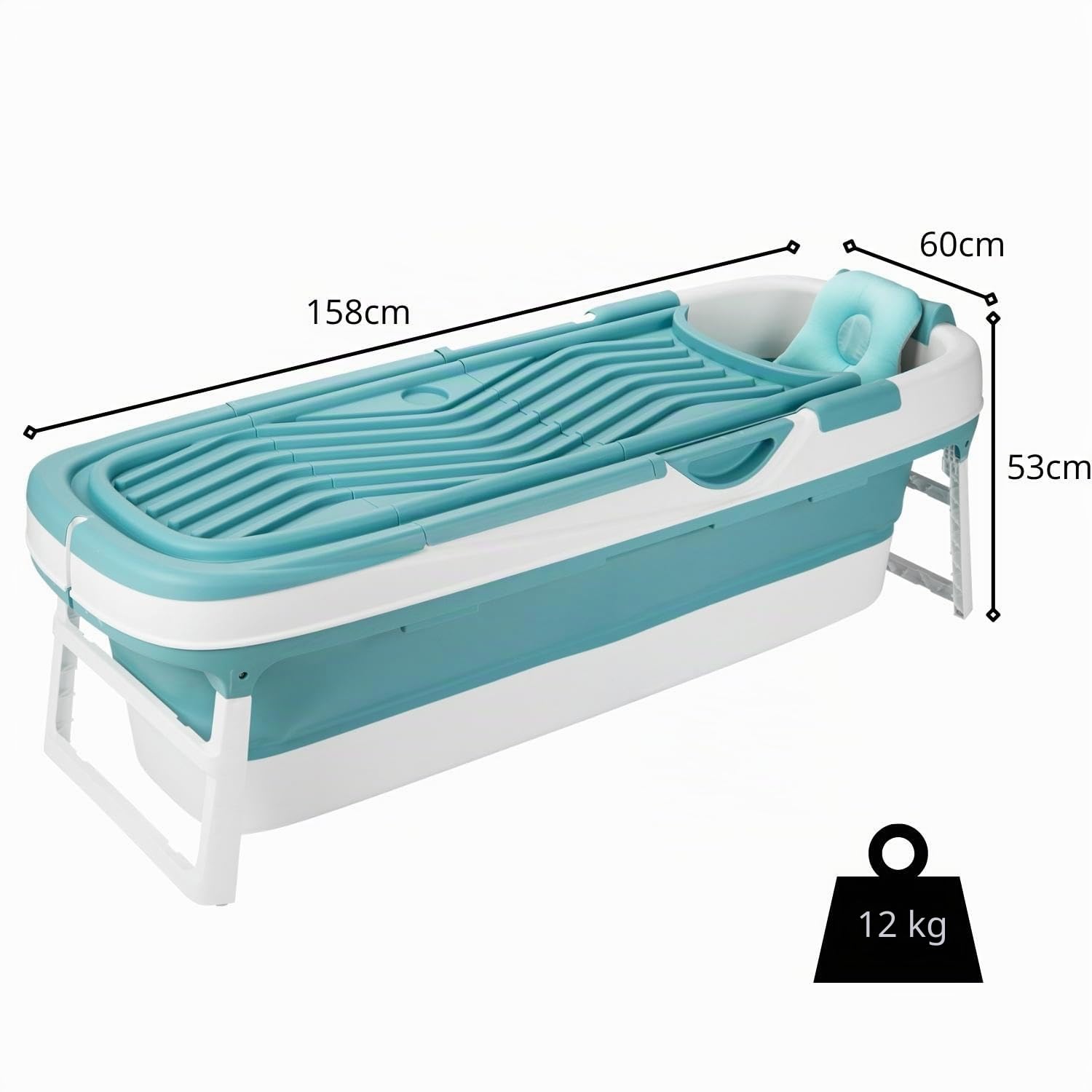 CRS Vasca da bagno pieghevole per adulti | Dimensioni: 158 cm | ideale per piccoli bagni | ortatile da posizionare sotto la doccia