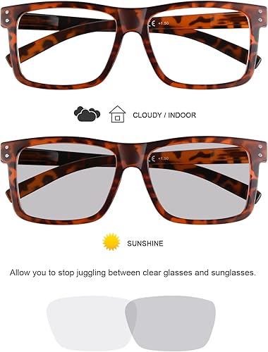 Miniatura 10 de Eyekepper Gafas de lectura fotocrómicas de transición de gran tamaño con marco grande amarillo +1.5