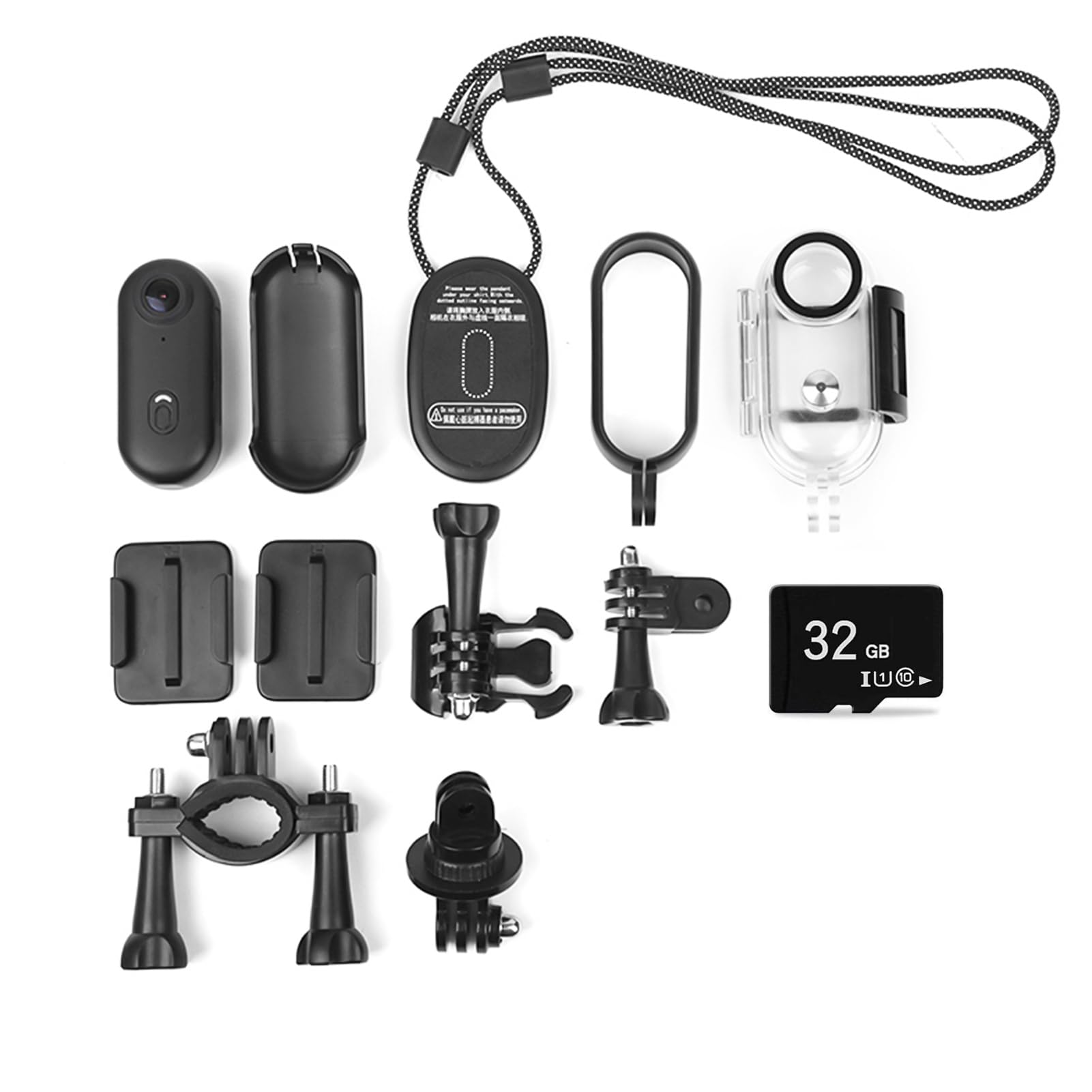 1080P Tiny Thumb Action Camera with 32GB Memory Card and Back Clip, 30M Water Proof Portable BodyCamera for Cycling, Motorcycle, Mount Anywhere, POV Recording, Helmet Cam (Black)