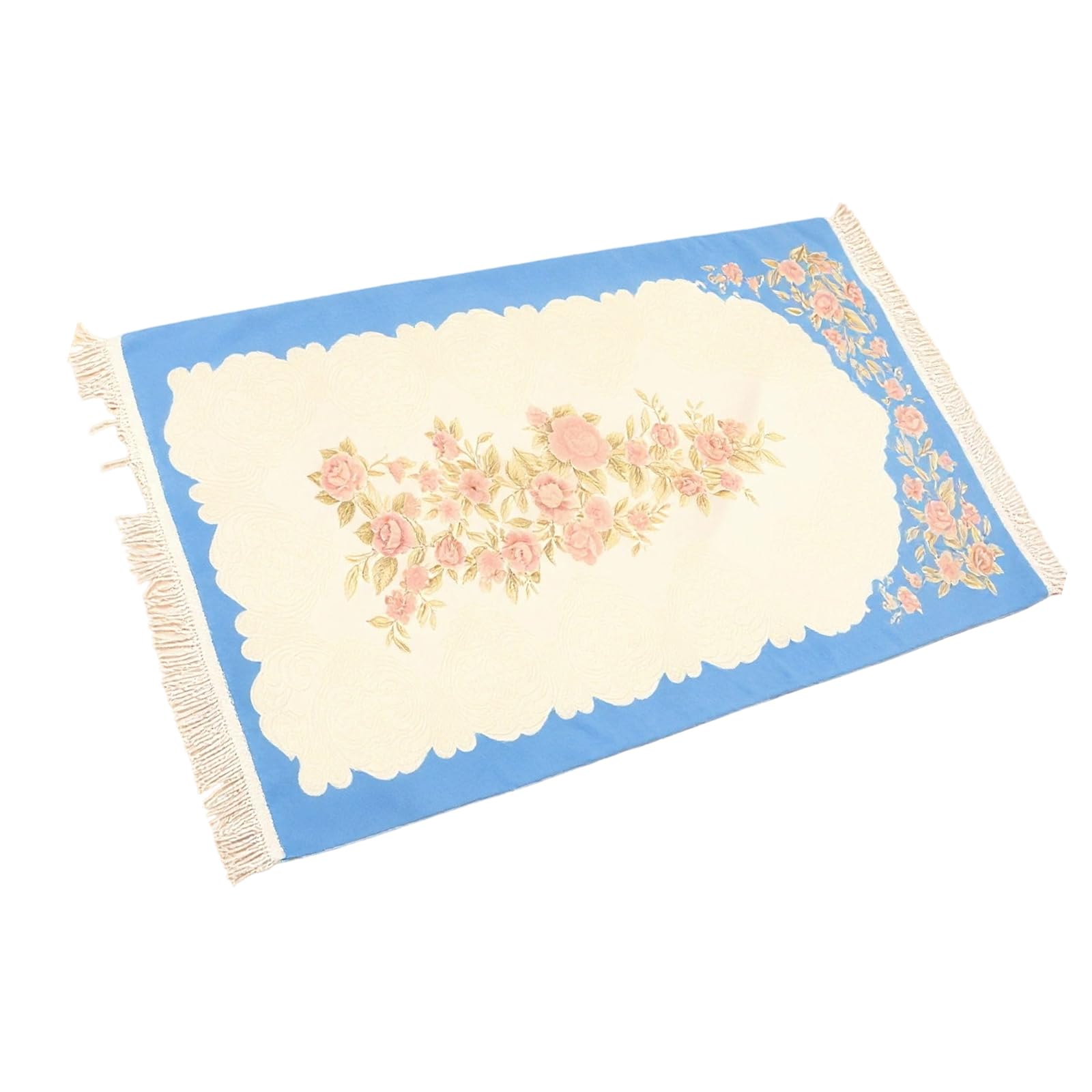 Whoasyst Embroidery Chenilles Area Rug with Tassels 70X120Cm Nonslip Backing Carpet for Living Room Bedroom Kitchen Decors Embroidered Area Rug