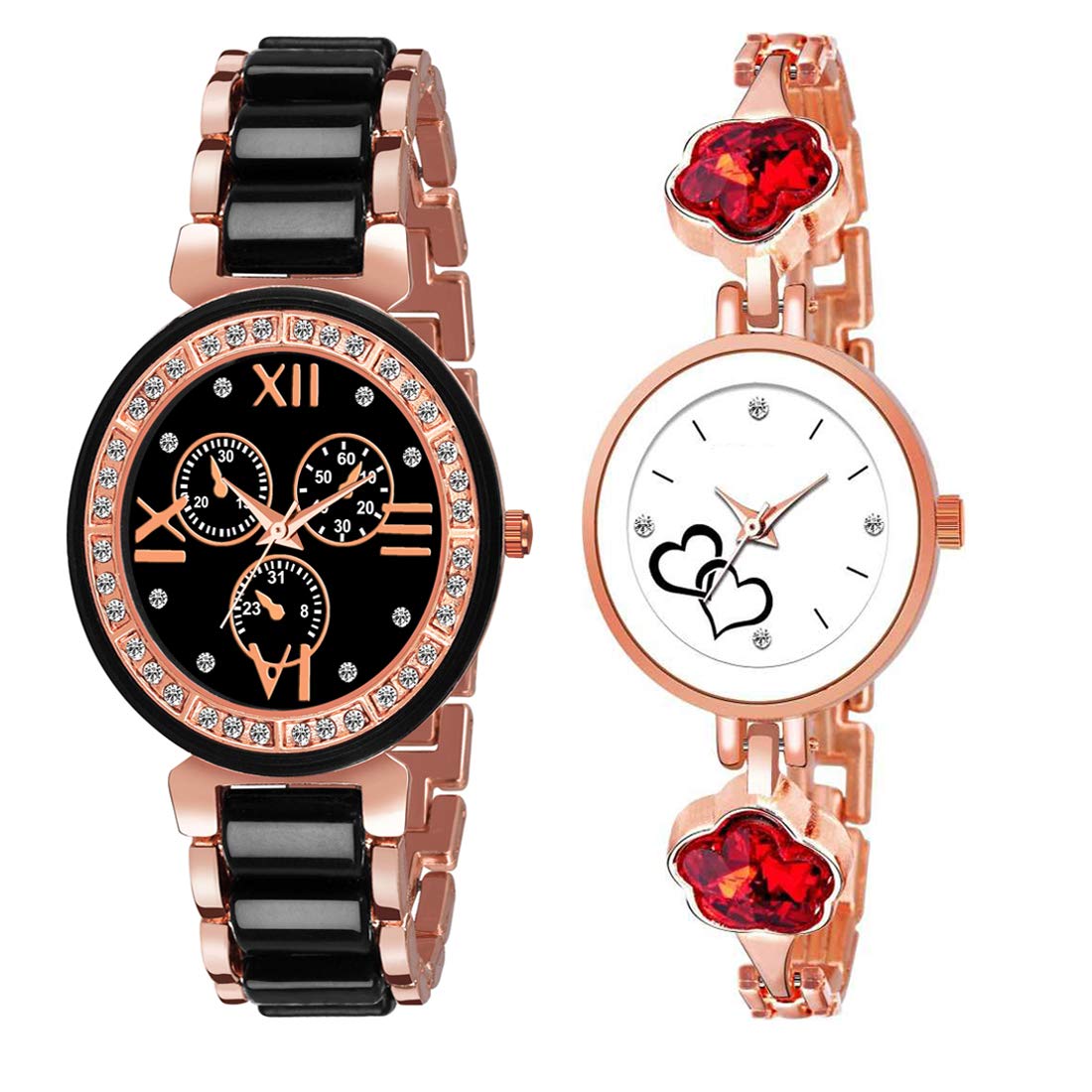 HIRA Diamond Rose Gold Love Dial Combo Womens & Girls Watches (B08DXY5JWB) Amazon Price History, Amazon Price Tracker