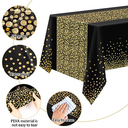 FUYOAL 6 Pieces Black and Gold Table Cloth - Image 3