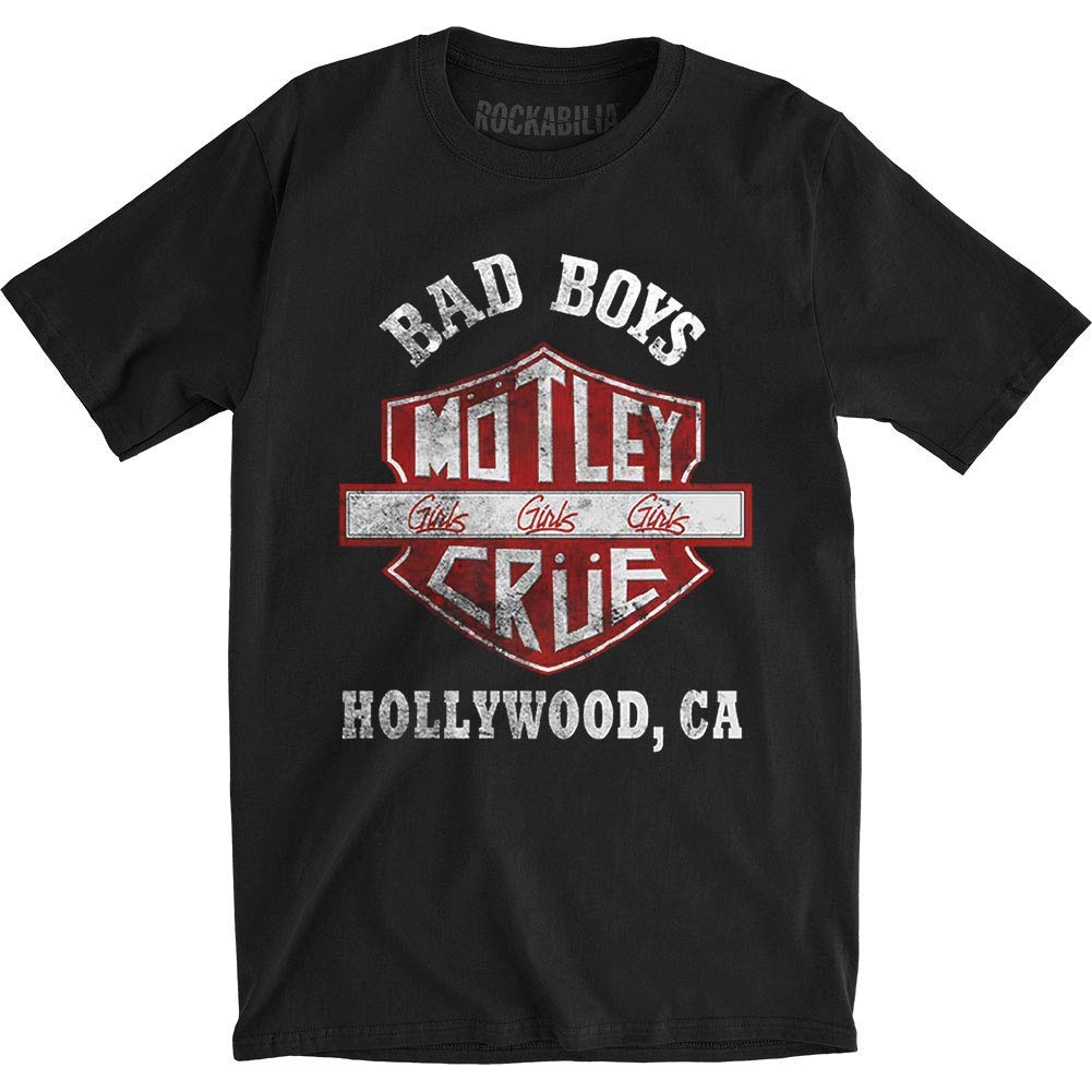 Motley Crue Men's Bad Boys Shield T-Shirt Black