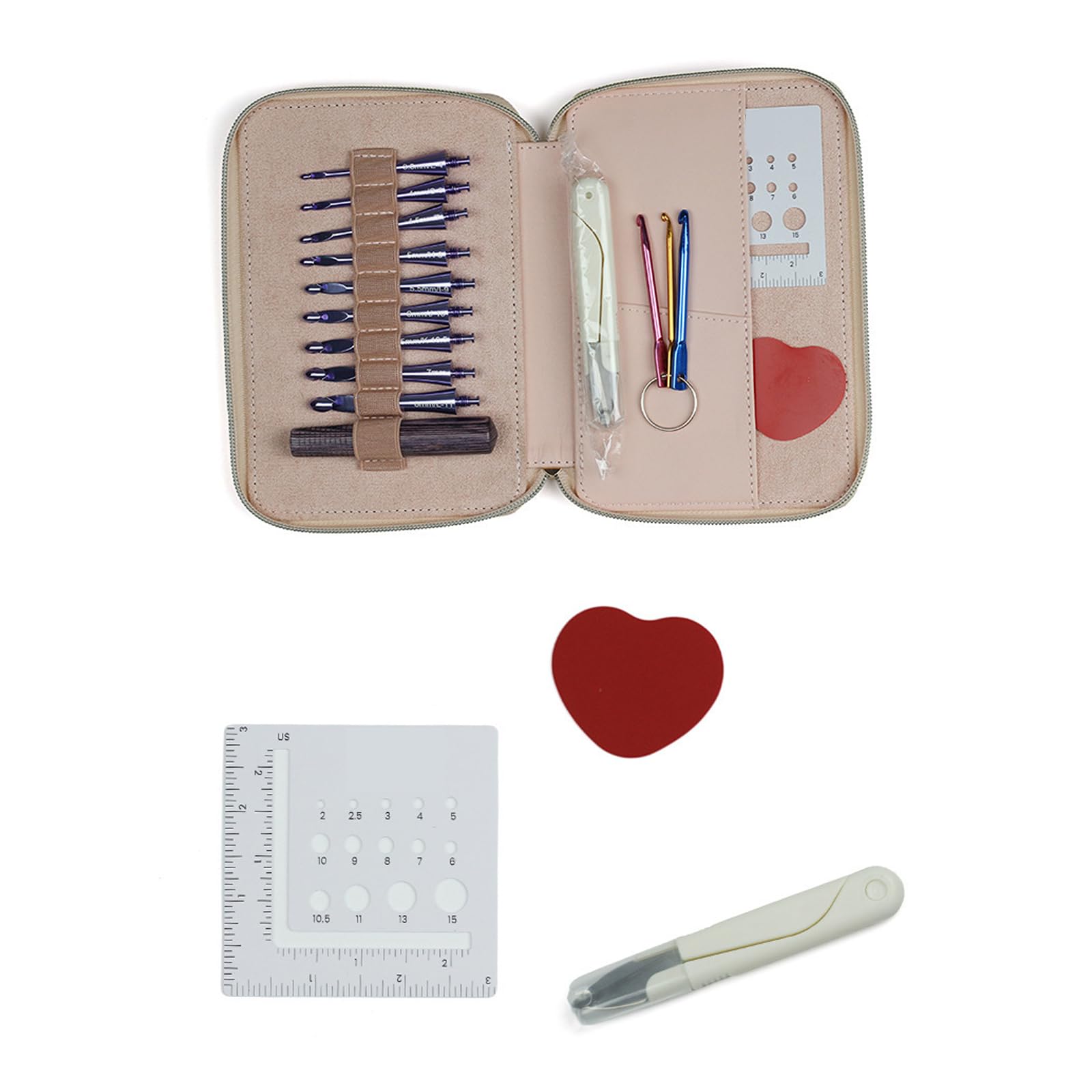 Juego de agujas de ganchillo de alúmina desmontables, mango corto de madera para un agarre cómodo, varios tamaños incluidos con estuche de almacenamiento, diseños ergonómicos