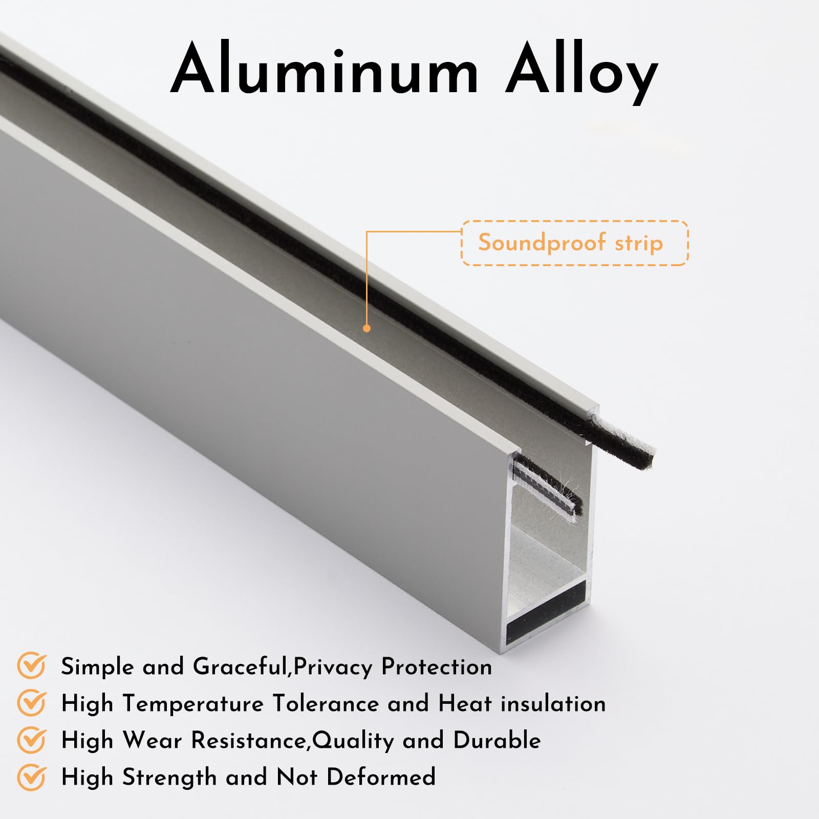 Persilux U Channel 100% Blackout Light Blockers Aluminium Alloy Light Blocking Strips for Roller Blinds Light Gap Blockers Window Shades Side Rail Tracks Bedroom Sleep, Nursery (Grey,2Pcs)