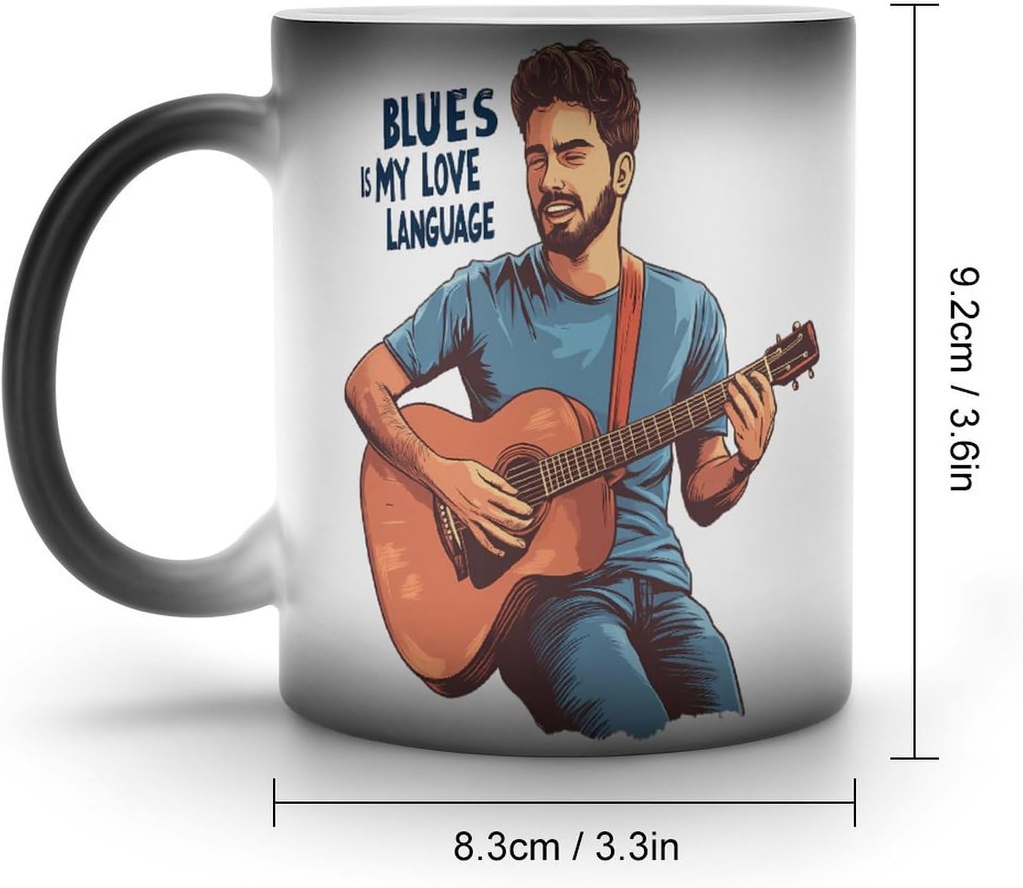 Music Blues Is My Love Language Color Changing Mug Heated Ceramic Cup Heat Sensitive Coffee Mug Fun Gift