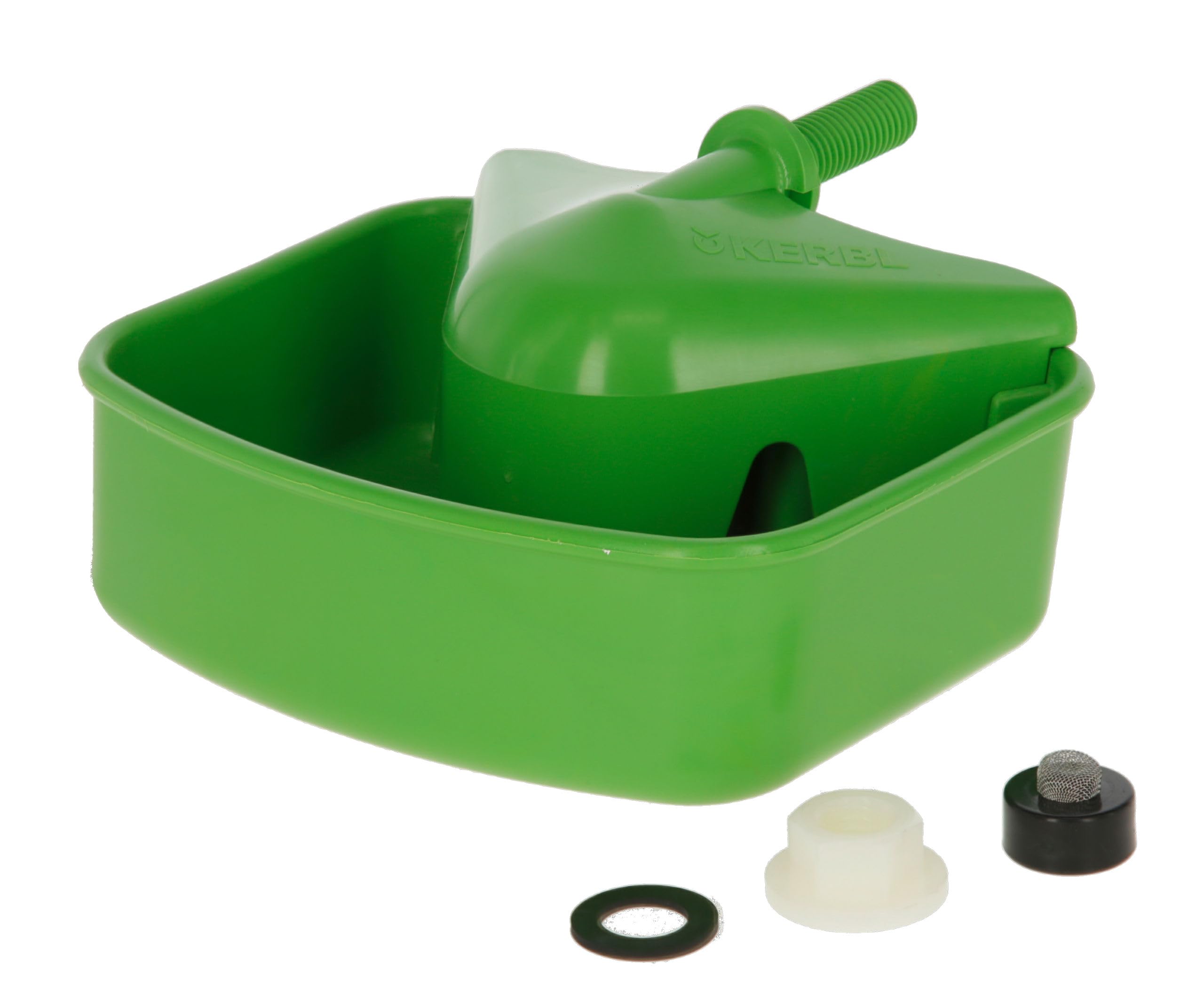 Kerbl Hobbyfarming Bebedero universal para aves, bebedero para gallinas, plástico, 15 x 7 x 11 cm, sistema de bebida con llenado automático, compatible con cubos y recipientes de agua, duradero