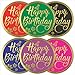 Etichette adesive con scritta"Happy Birthday", confezione da 120 pezzi, 5,1 cm, rotonde in lamina dorata su sfondo nero, per biglietti, buste e scatole regalo