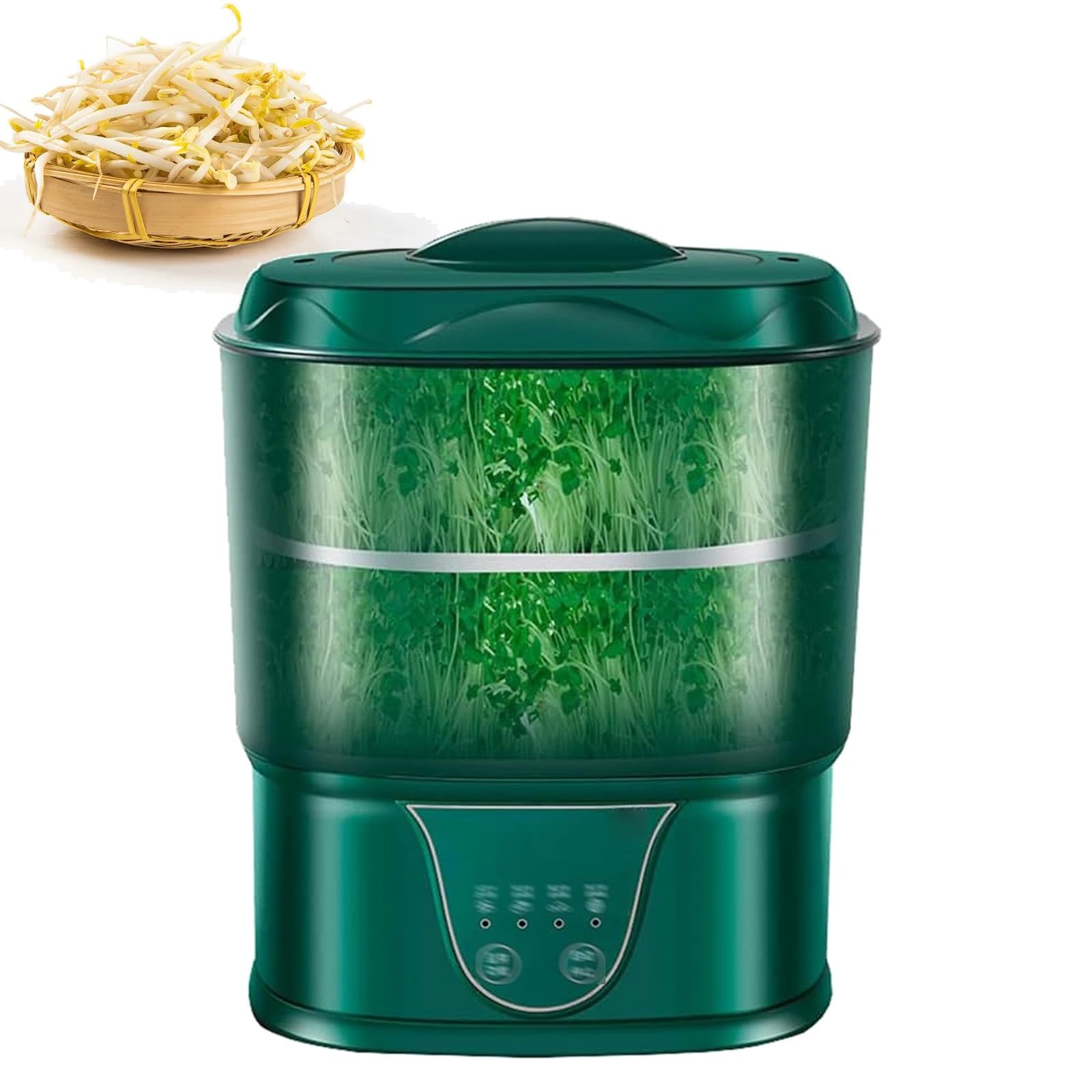 Germinateur de graines intelligent avec arrosage automatique à 360°, 2 couches, kit de culture multifonctionnel pour haricots et germes, modes réglables