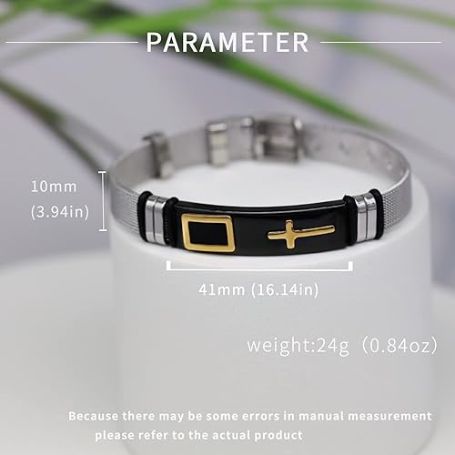 Miniatura 2 de 2025 ULtimate Mens bracelet,Black bracelets for men,Stylish Adjustable Cross Stainless Steel Mesh Chain Wrist Band men's jewelry braclets for