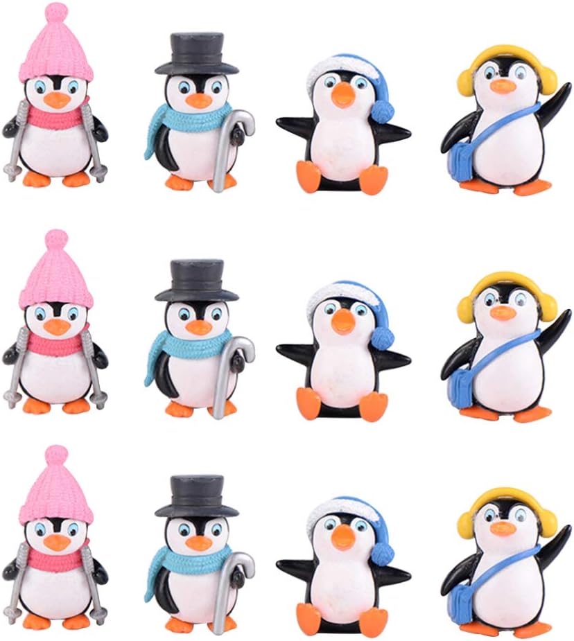 STOBOK 12 Pcs Penguin Figurines, Cute DIY Penguin Kits Miniature
