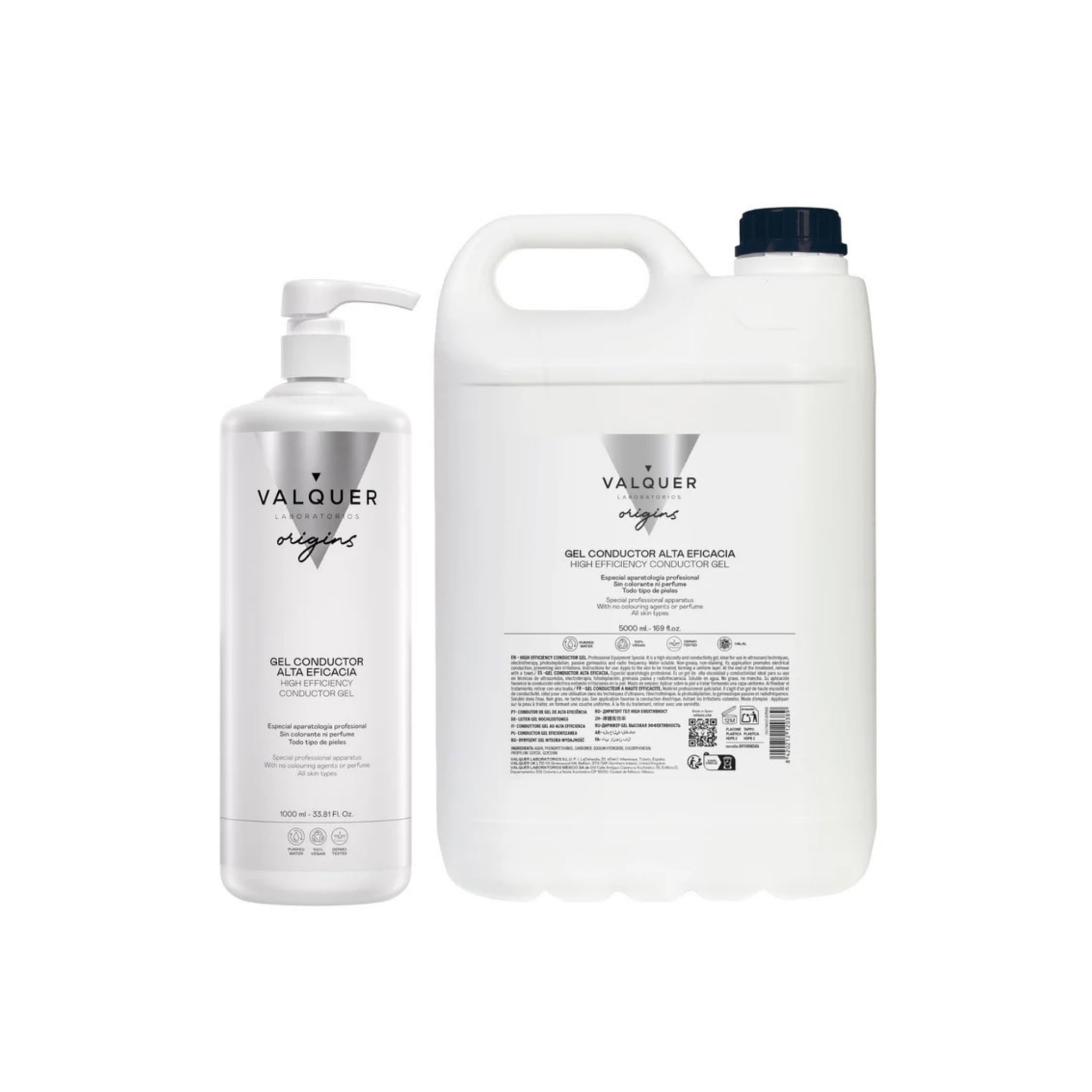 VALQUER Gel Conduttivo Ultrasonico per Viso e Corpo | Uso Professionale in Radiofrequenza, Epilazione Laser, Microcorrente, IPL e Cavitazione | A Base d'Acqua, Incolore e Inodore | 1 L + 5 L