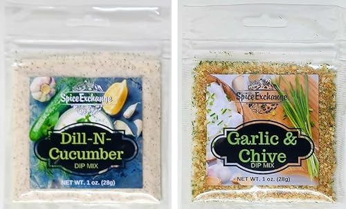 Spice Exchange 7 Dip Garden Dip Mix Variety Pack - Red Onion Dip Mix - Garlic & Chive Dip Mix - Crab Dip Mix - Garden Medley Dip - Dill-N-Cucumber Dip - Sun Dried Tomato-Basil Dip - Dill & Spice Dip #TOP2