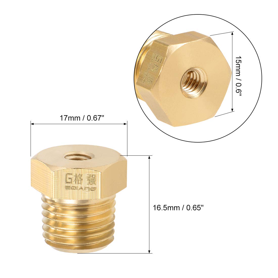 uxcell Brass Pipe Hose Fitting G1/4 Male to G3/16 Female Thread Tube Adapter Nozzle 2pcs