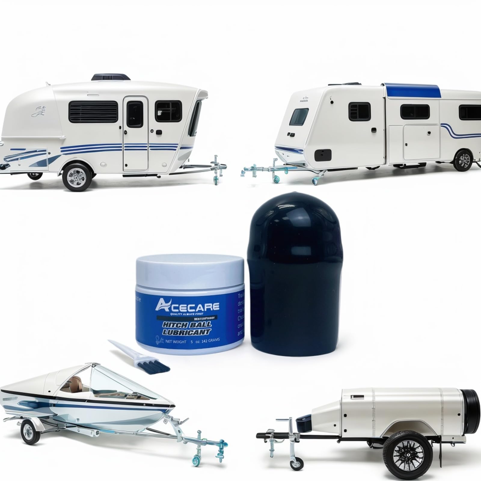 ACECARE 5oz Trailer Hitch Lubricant with 1 PCS of Hitch Ball Cover - Reduces Friction & Wear on Balls, Pins, Locks | Essential Camper & Travel Accessory (5oz Grease+Hitch Ball Cover2'')