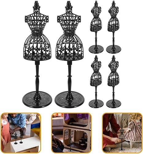 Miniatura 2 de Zerodeko Maniquí de ropa de muñeca, 6 piezas, soporte de exhibición de vestido de muñeca, vestido de muñeca hueco, soporte de soporte para