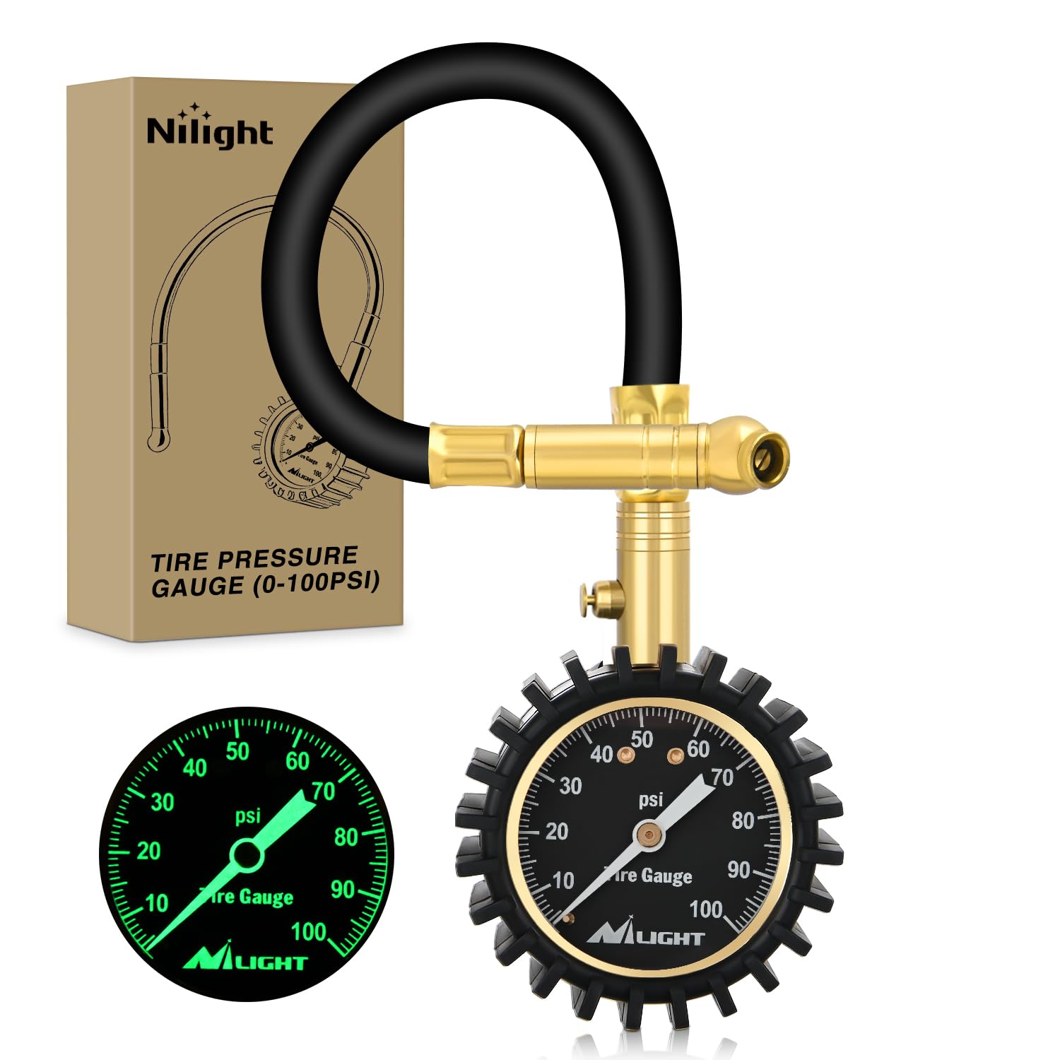 Nilight Tire Pressure Gauge 100PSI Heavy Duty Large 2