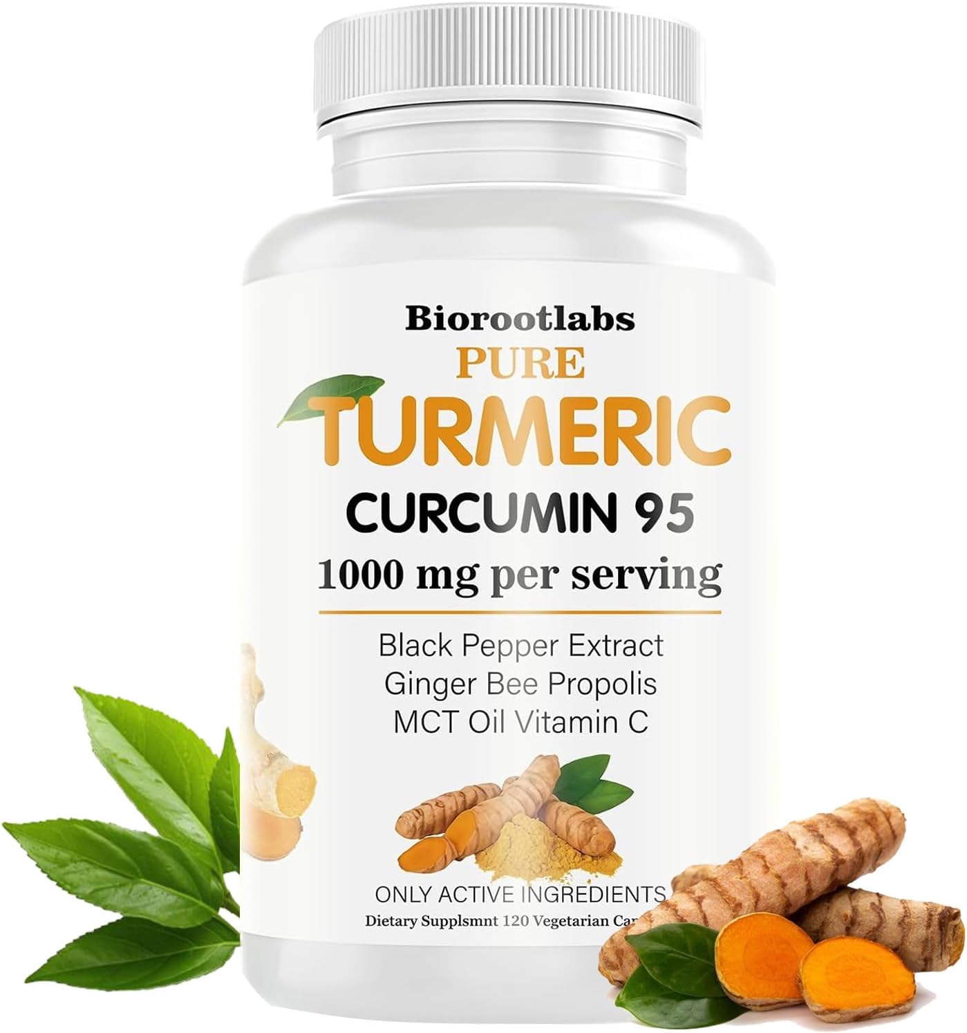 Turmeric Curcumin Supplement - 95% Curcuminoids with Bee Propolis, Ginger & Black Pepper - Enhanced with Vitamin C (1pc)