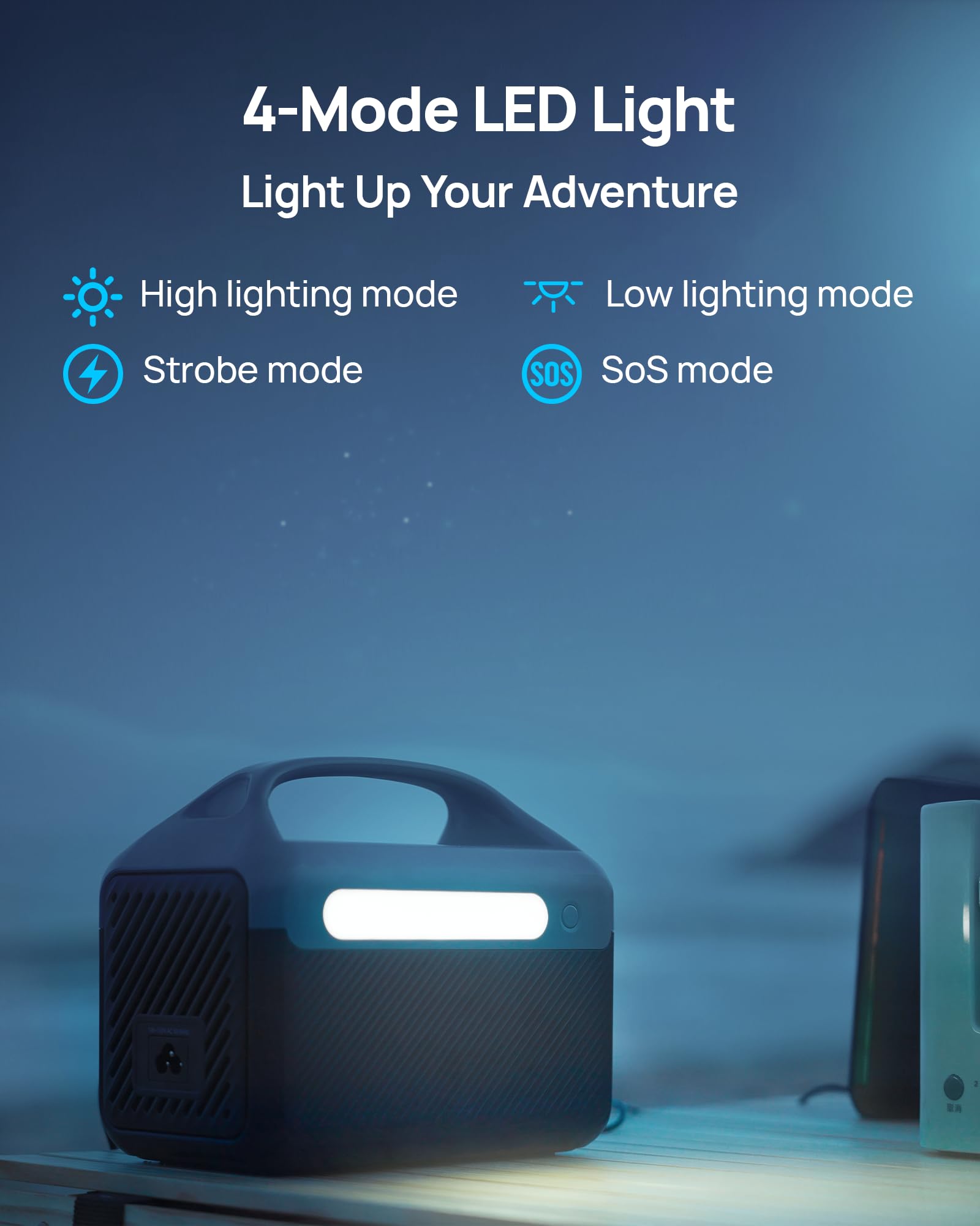 DaranEner Estación de energía portátil de 300 W, generador solar LiFePO4 de 192 Wh (sobretensión de 600 W), banco de energía de carga rápida de 2 horas con 2 salidas de CA, PD 60 W, luz LED para 7