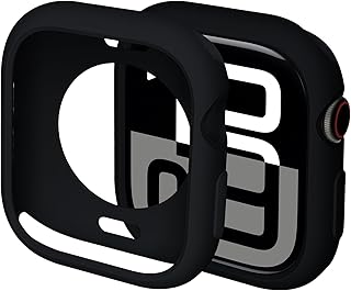 جراب حماية من البولي يوريثين المقاوم للحرارة متوافق مع ساعة آبل 46 ملم سلسلة 10 إصدار 2024، جراب واقي ناعم ورقيق وخفيف الوزن ومرن من البولي يوريثين المقاوم للحرارة لساعة اي ووتش 10 بدون شاشة، أسود