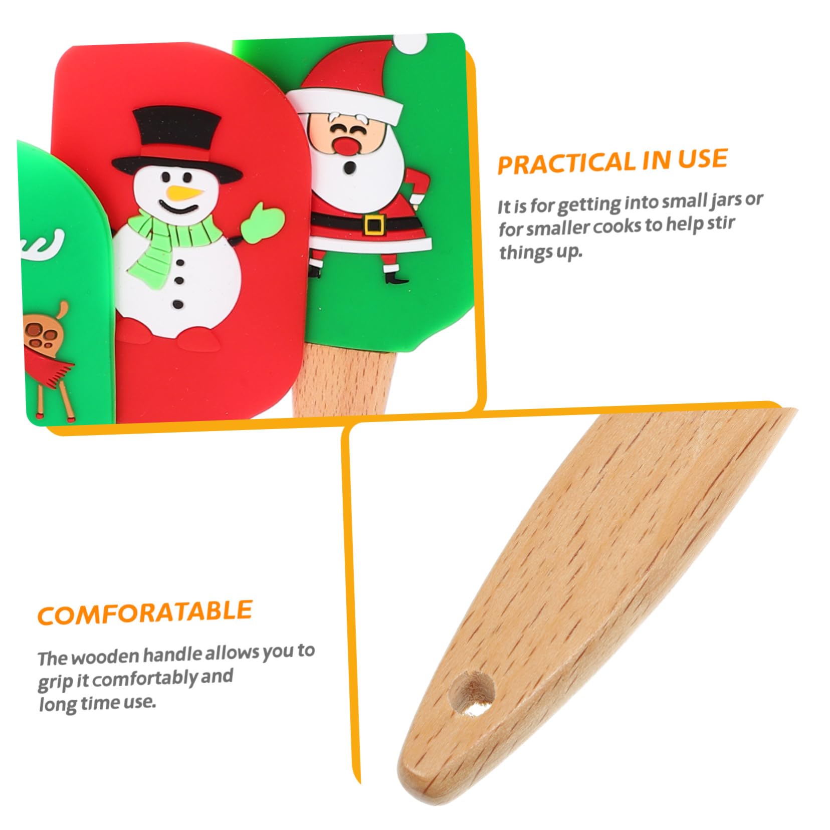 Juego de 5 Espátulas para Crema de Silicona y Madera, Utensilios para Hornear Doméstico, Fácil de Usar y Adecuado para Repostería Navideña Estilo Aleatorio