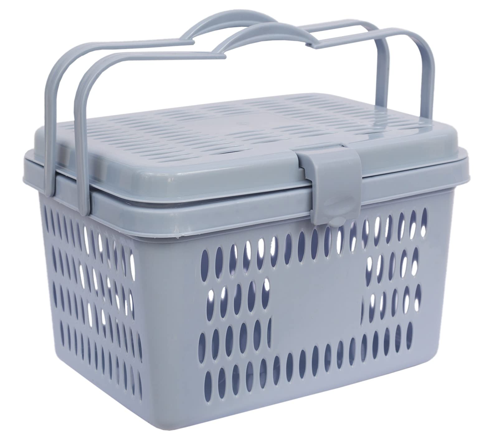 GALOOF Multi-purpose Light Weight Picnic & Storage Bin/Box/Basket With Lid For Cloth,Toy & Multi-Utility Use (GREY)