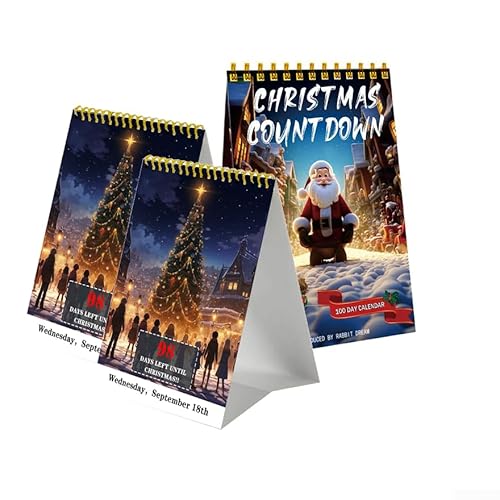 URPIZY 1PC Christmas Countdown Calendar, 100 Day Christmas Countdown Calendar 2024,Desktop Advent Calendar For Home Office Room Decor,Xmas Decorations(2PCS)