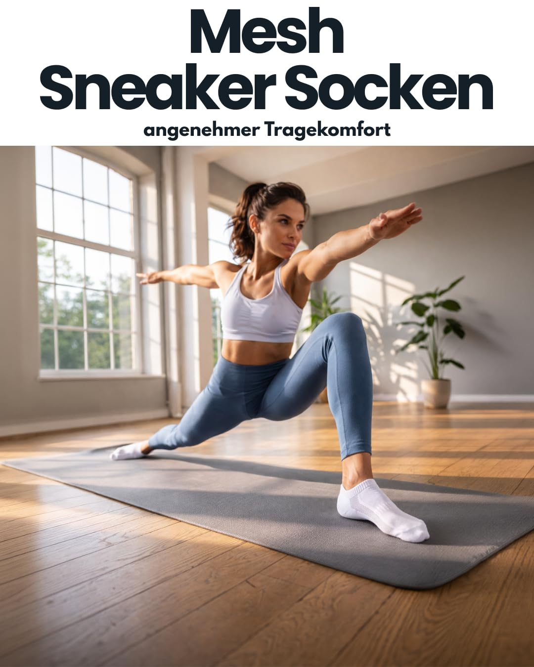 10 Paar Sneaker Socken Herren Damen Baumwolle Atmungsaktiv mit Mesh-Streifen