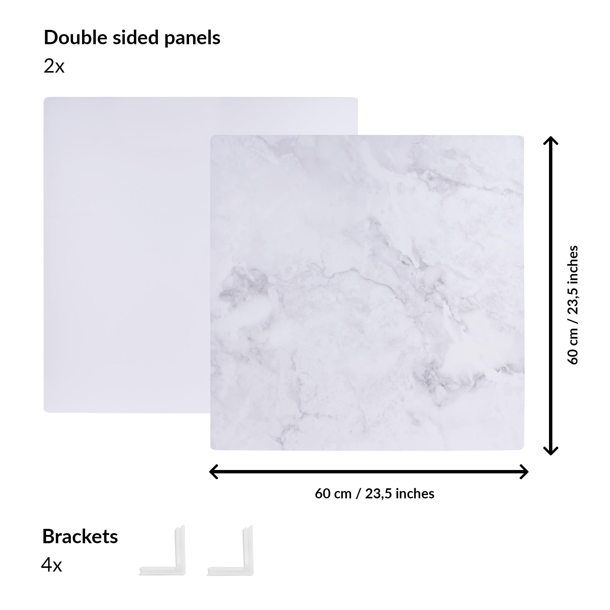 2 Pz. Pannello Di Fondo Fotografico | Sfondo Realistico Per Foto | Fondali Fotografia Per Cibo | Photo Backdrop Board (Big, White & Marble) | Marmo E Bianco | Grande
