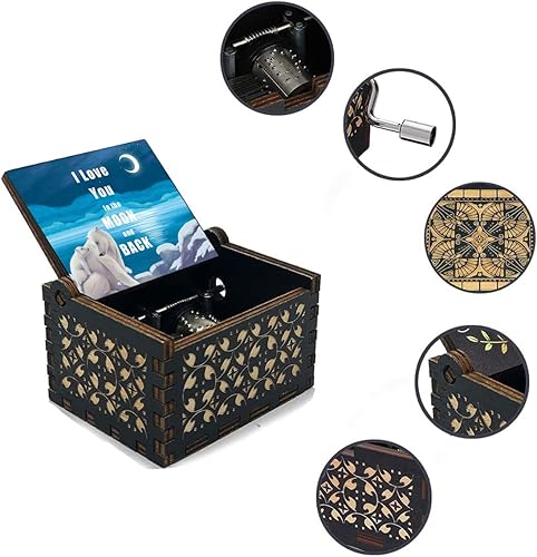 Miniatura 7 de Caja de música "I Love You to the Moon and Back", regalo de Navidad para hija, hijo, mamá, papá, aniversario de cumpleaños para abuela, nieta, caja