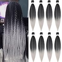 Vista 14 de Cabello trenzado preestirado de 30 pulgadas, 8 paquetes de extensiones de cabello profesional sintético trenzado de ganchillo suave textura Yaki
