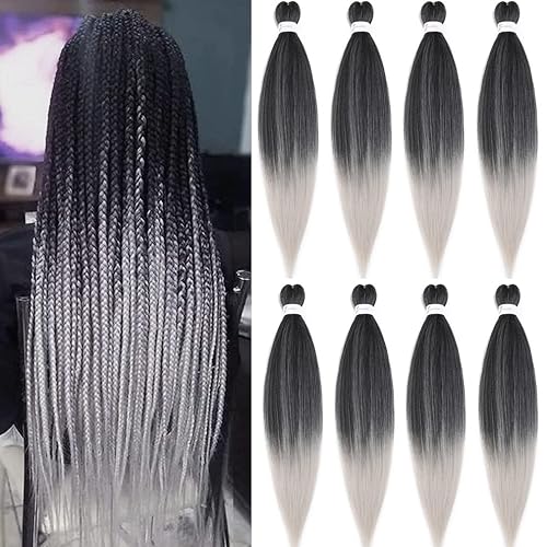 Cabello trenzado preestirado de 30 pulgadas, 8 paquetes de extensiones de cabello profesional sintético trenzado de ganchillo suave textura Yaki