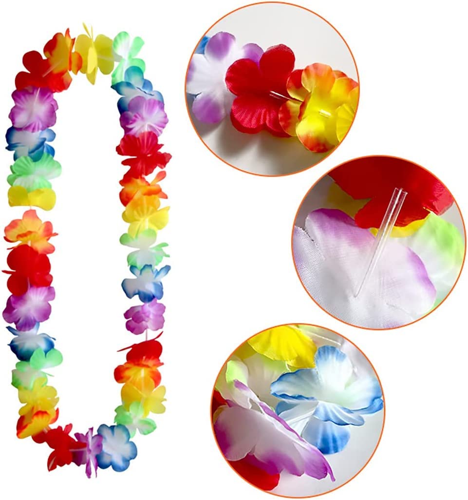 Funcart Hawaiian Party Flower Garland Set - Necklace Headband and Bracelets, Great for Beach Wedding Birthday Holiday Hawaii Theme Party Activity Decoration - Image 4 thumbnail