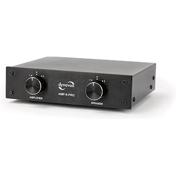 Dynavox AMP-S Pro Amplifier and Speaker Switch in Metal Housing for Stereo and Surround Amplifier Banana Plug or Clamp Connector - Black